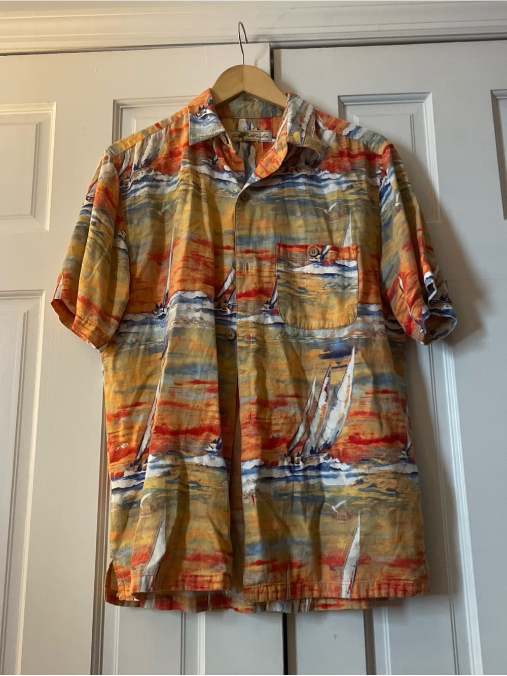 Joe Marlin Multicolor Sailboat Hawaiian Shirt Men’s Size XL